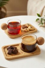 6'lı Bambu Tabaklı Espresso Kahve Bardağı Takımı - Görsel 4