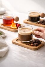6'lı Bambu Tabaklı Espresso Kahve Bardağı Takımı - Görsel 5