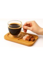 4 Kişilik Bambu Tabaklı Çift Cidarlı Espresso & Çay Fincan Takımı - Görsel 2