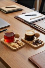 6'lı Bambu Tabaklı Espresso Kahve Bardağı Takımı - Görsel 2