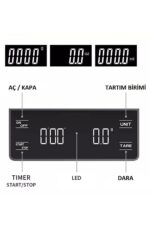 Zaman Ayarlı Hassas Kahve Terazisi - 3kg Mutfak Tartısı - Görsel 4