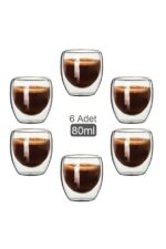 6'lı Çift Cidarlı Espresso Bardağı Seti - 80ml Cam Fincan - Görsel 6