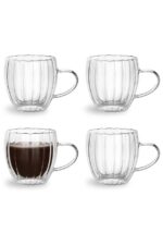 HUBBYCHEF 4'lü Bambu Tabaklı Cidarlı Espresso Kahve Bardağı - Görsel 3