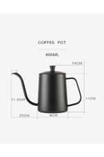 Filtre Kahve Demleme İbriği Kapaklı Kettle 600ml - Paslanmaz - Görsel 3