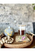 Bambu Tabaklı Çift Camlı Sunum Bardağı & Mumluk - 2'li Set - Görsel 4