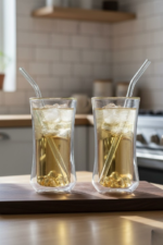2'li Çift Cidarlı Meşrubat Bardağı - 300ml & Cam Pipet Seti