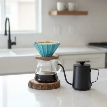 V60 Kahve Demleme Seti - 600ml Cam Servis & Dripper